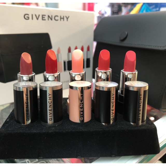 Set son Givenchy 5 thỏi tặng kèm túi đựng đồ trang điểm