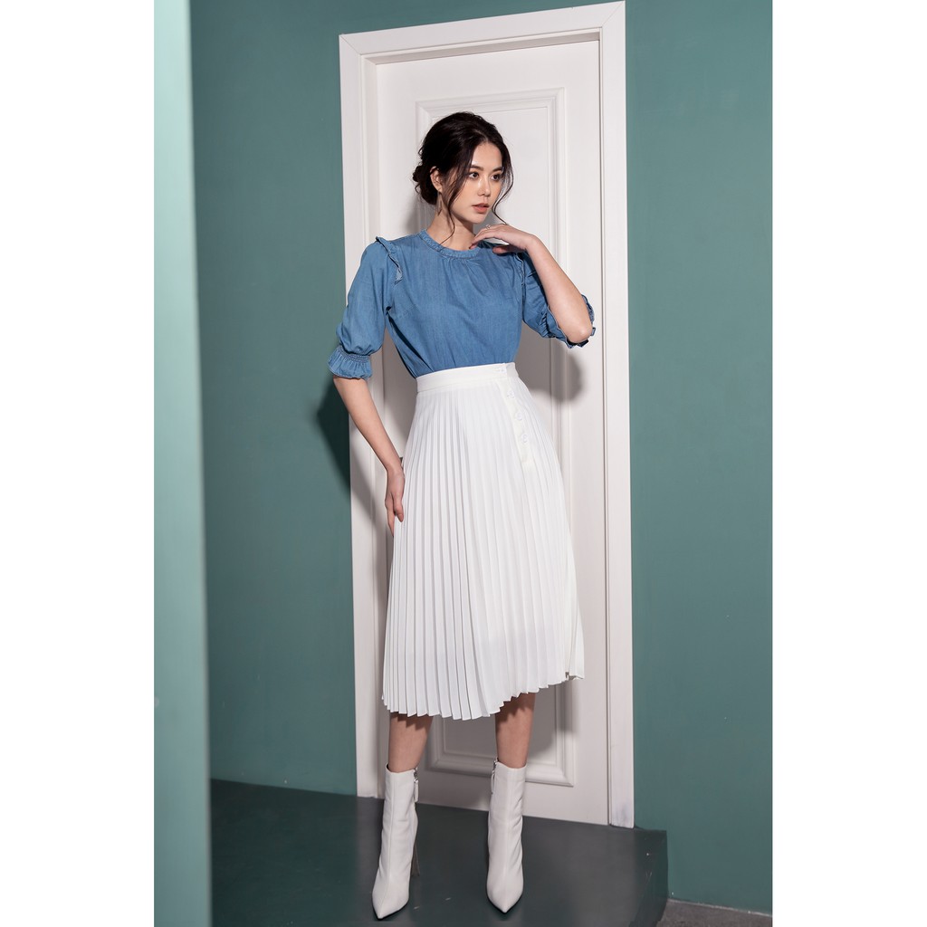 Áo sơ mi tay lỡ dáng sơ vin Eva De Eva 20ASME080X