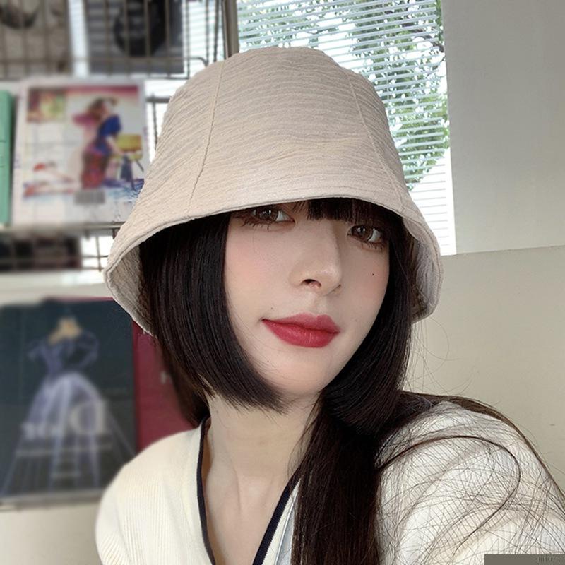 Mũ bucket màu trơn phong cách Hàn Quốc cổ điển thời trang