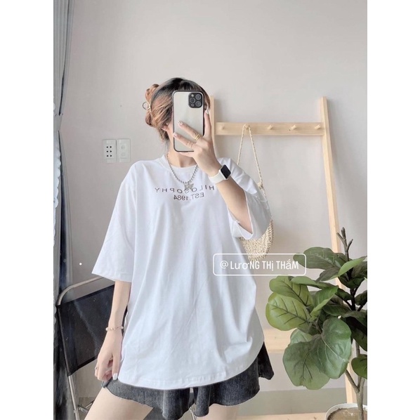 [Rẻ vô địch] Áo thun cotton tay lỡ dáng rộng unisex hilosophy freesize 3865kg | BigBuy360 - bigbuy360.vn