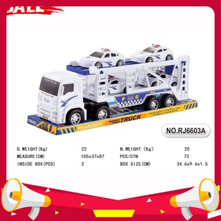 ĐỒ CHƠI TRẺ EM - XE TẢI CHỞ Ô TÔ CẢNH SÁT CÓ 2 TẦNG - kingtoys99