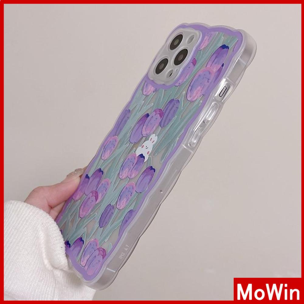 Ốp điện thoại silicon mềm trong suốt hình hoa tulip tím chống sốc thích hợp cho iPhone 13promax 12promax 11 7plus