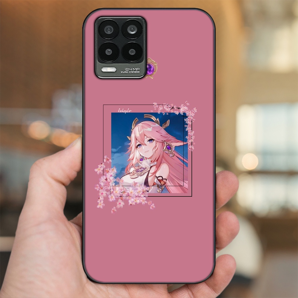 Ốp lưng Realme 8, 8 Pro viền đen in hình Yae Miko Genshin Impact