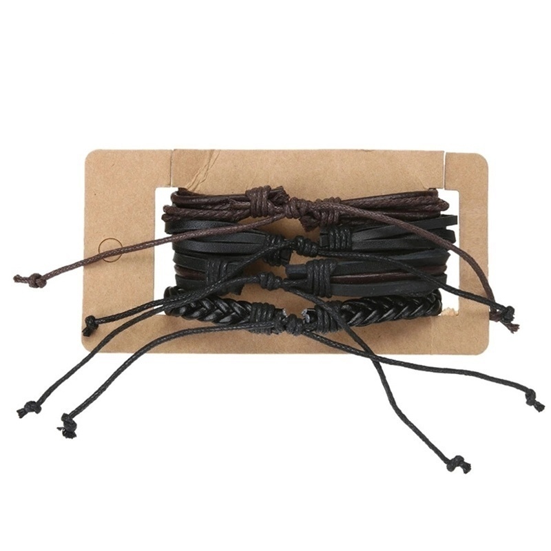 Set 4 Vòng Tay Bện Nhiều Lớp Thời Trang Cho Nam 18CM