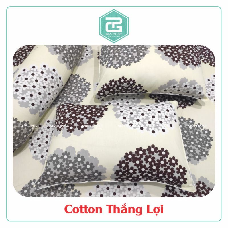 Bộ ga gối Thắng Lợi {4 món}100% Cotton chuẩn logo họa tiết Cẩm tú cầu