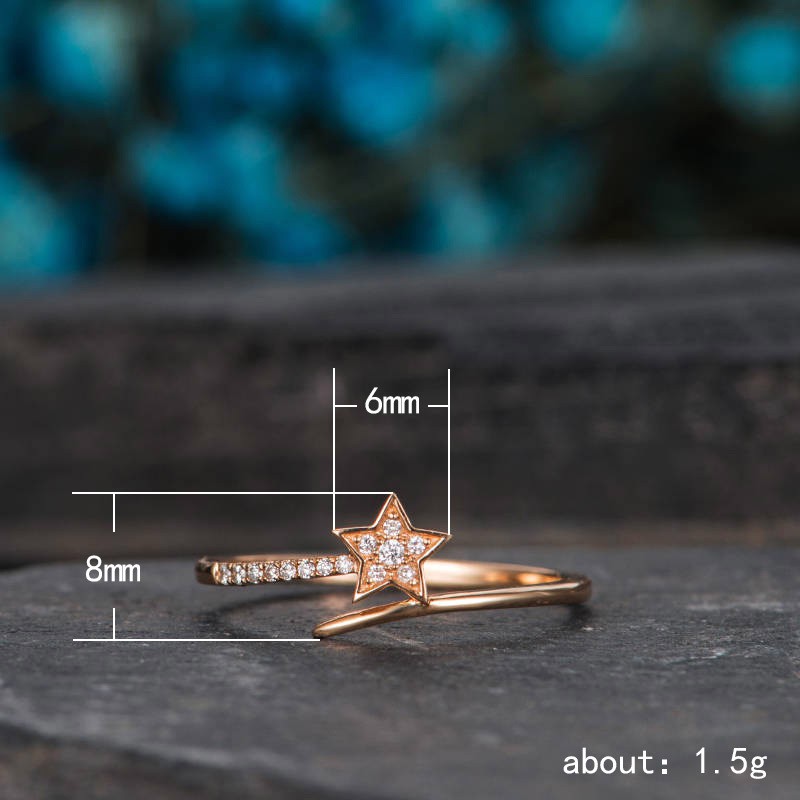 knuckle Rings Cincin Star Ring Rose gold White Zircon Jewelry Girl