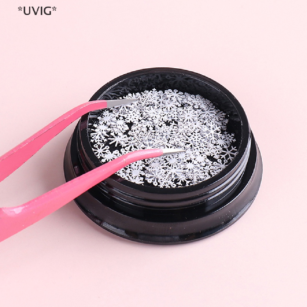 [[UVIG]] 1 Bottle/100pcs Nail Art Decorations for 2022 New Year Winter White Snowflakes [Hot Sell]
