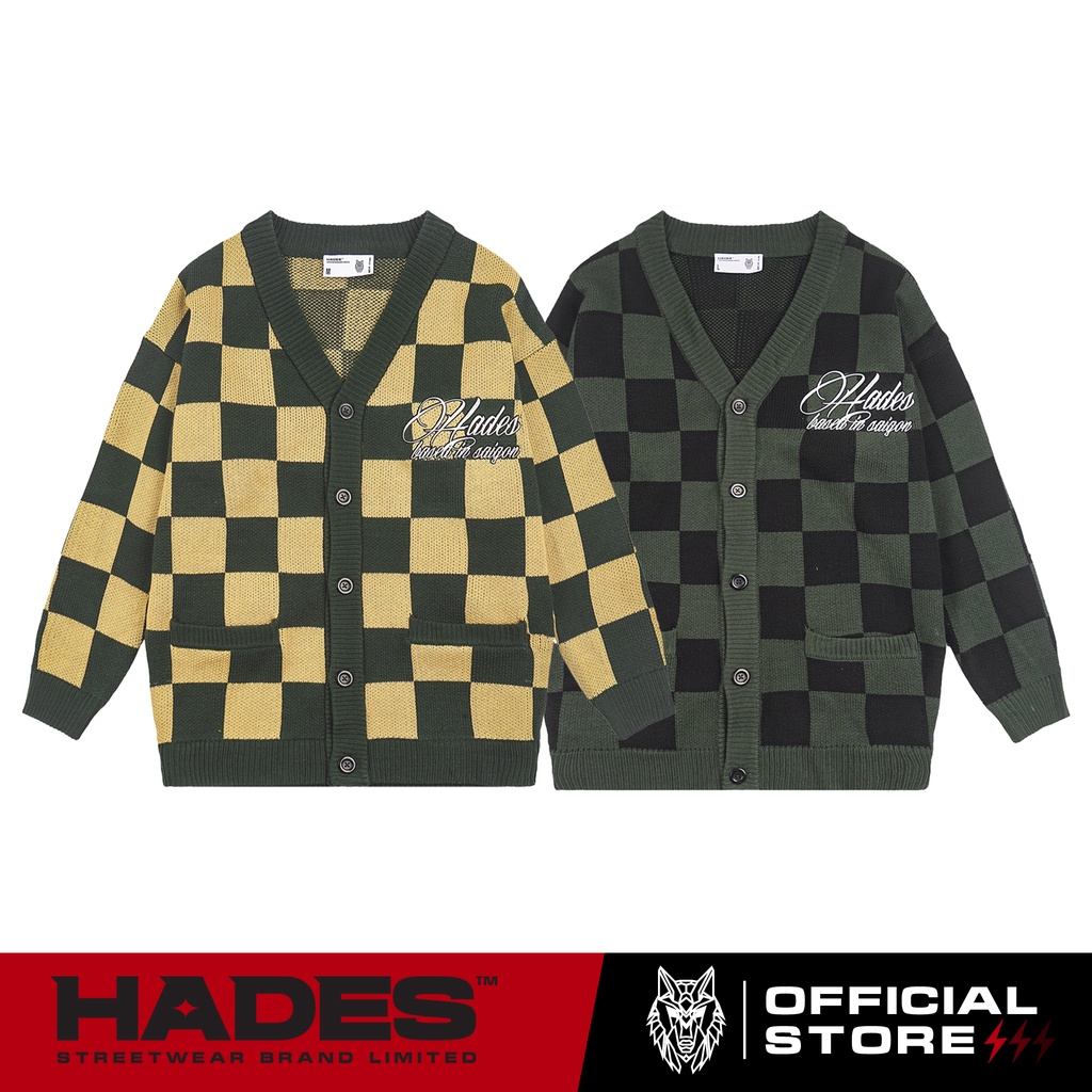 Áo Khoác Len Unisex GREEN CHECKERED CARDIGAN HADES Brand Chính Hãng