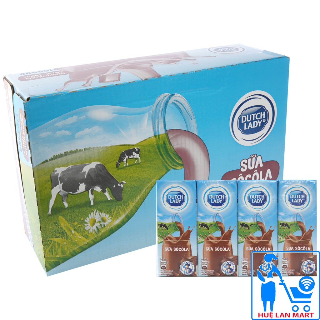 [CHÍNH HÃNG] Sữa Tươi Tiệt Trùng Dutch Lady Active Hương Socola Thùng 48 Hộp x 180ml (Sữa tươi Cô Gái Hà Lan)