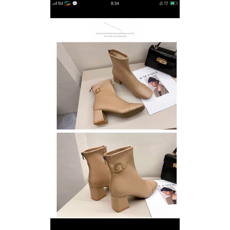 bốt nữ cổ lửng da trơn phong cách sang trọng 2021 | BigBuy360 - bigbuy360.vn