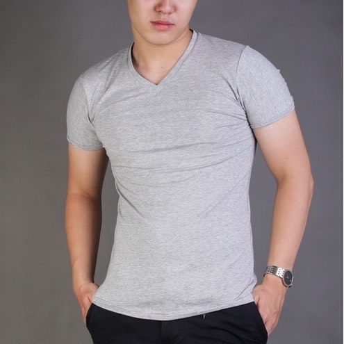 Áo Thun Cổ Tim Nam Body Vải Cotton Dày Đẹp Mặc Thoáng Mát