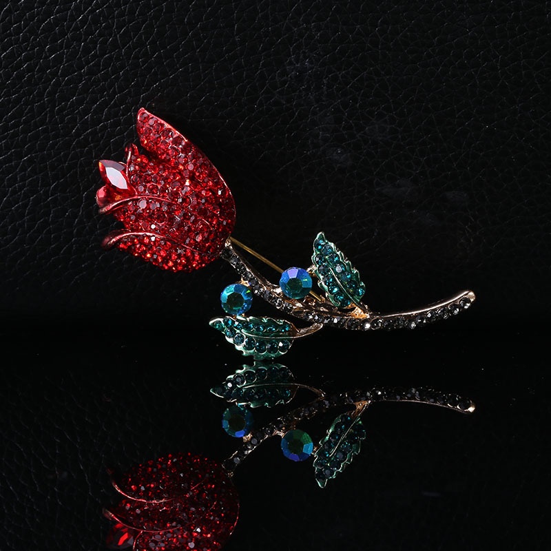 Ghim Cài Áo Hình Hoa Hồng Đính Đá Sang Trọng Cho Nữ