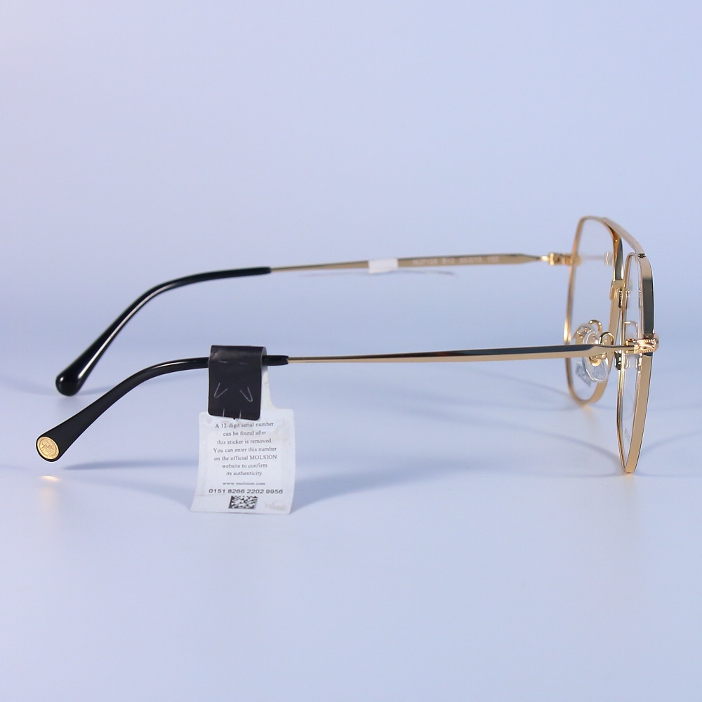 Gọng kính titanium Molsion MJ-7128 màu vàng viền đen Full box