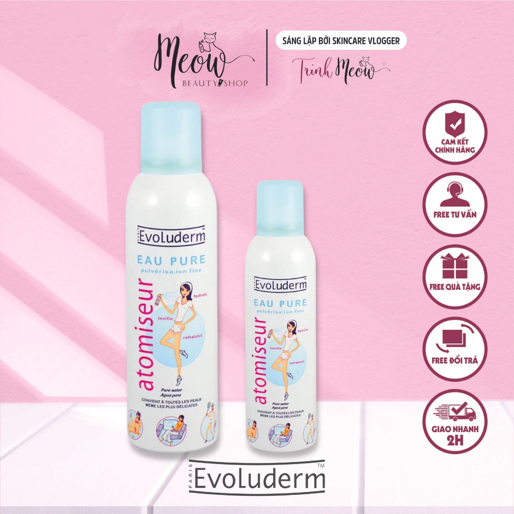 Xịt khoáng Evoluderm cấp ẩm Atomiseur Eau Pure (150ml - 400ml)