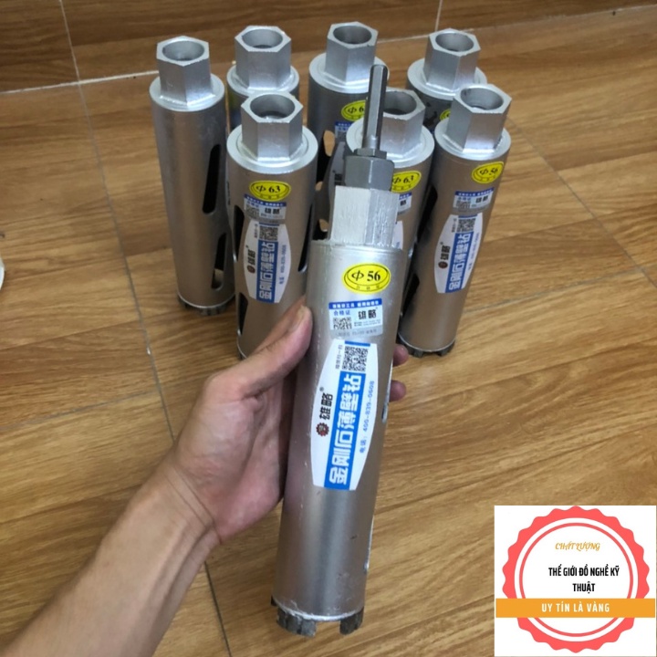 Mũi Khoan Rút Lõi Màu Bạc Phi 56, 63 dài 250mm  chuyên dùng cho thợ điều hòa