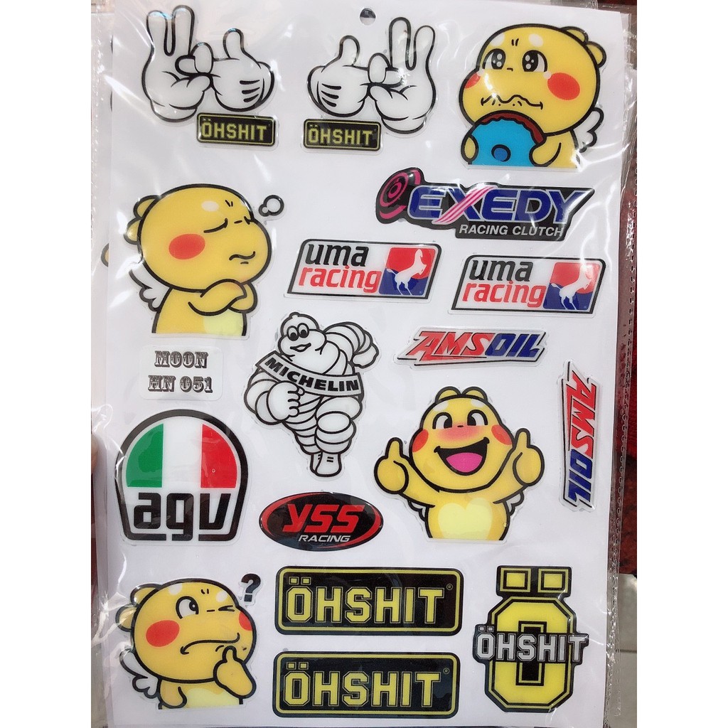 Tem nổi dán xe máy kiểu ohshit mới về siêu hot MÃ MOON HN051