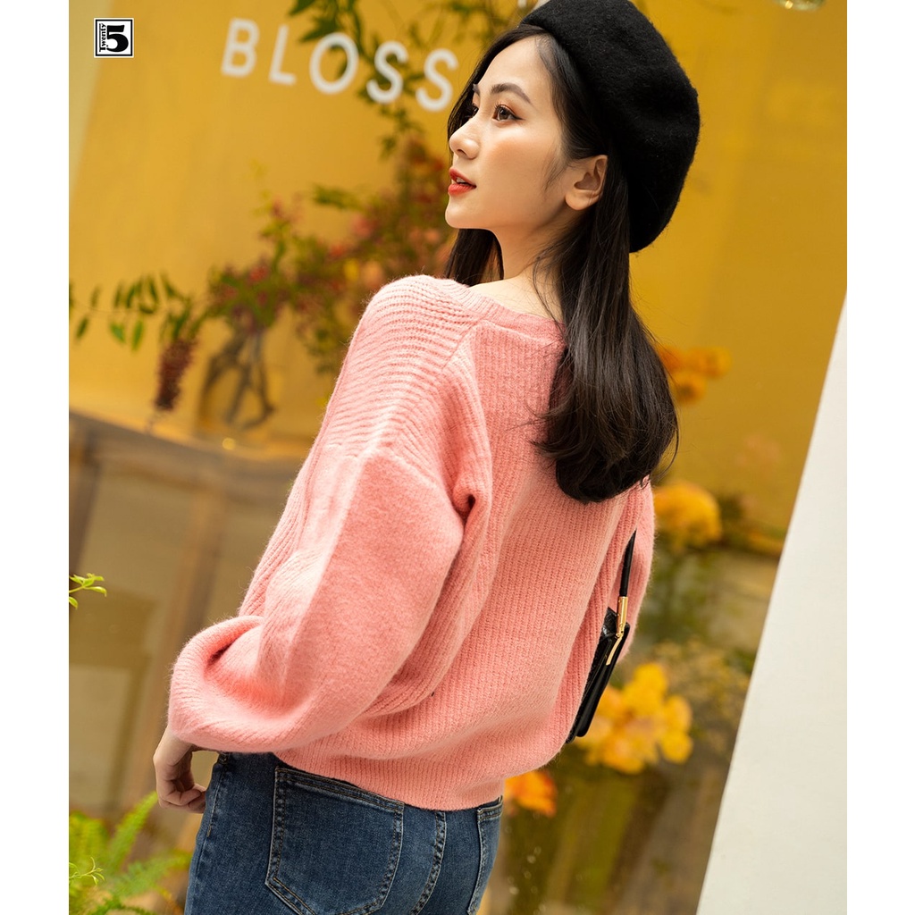 Áo len tay bồng nữ, cổ tròn dáng ngắn Twentyfive 3513 | BigBuy360 - bigbuy360.vn