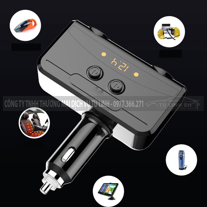 Bộ chia 2 cổng tẩu, 2 cổng usb chính hãng Hyundai hy-32 hiển thị điện áp ô tô
