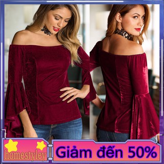 Áo kiểu trễ vai tay dài cho nữ