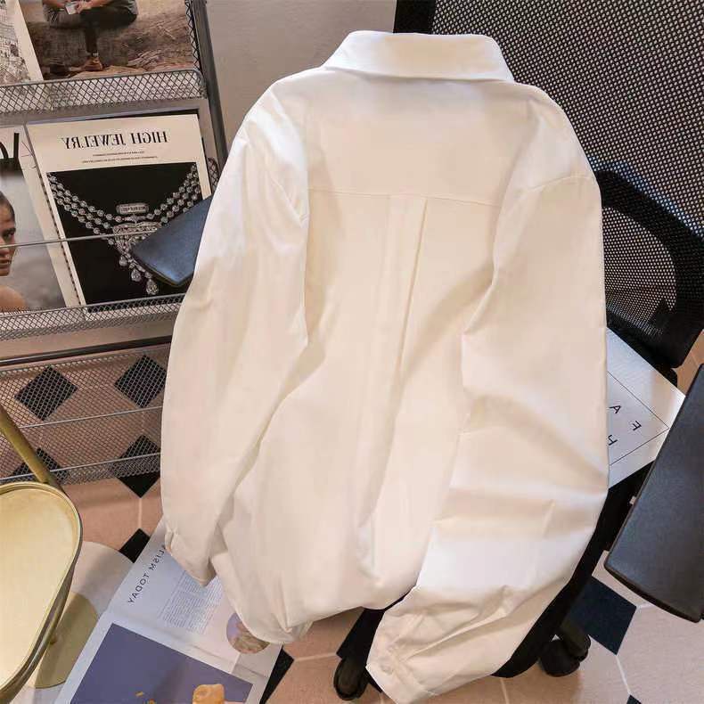 Áo Sơ Mi Dáng Rộng Thêu Hoa Kiểu Hồng Kông Dễ Thương Thời Trang Xuân Thu Cho Nữ