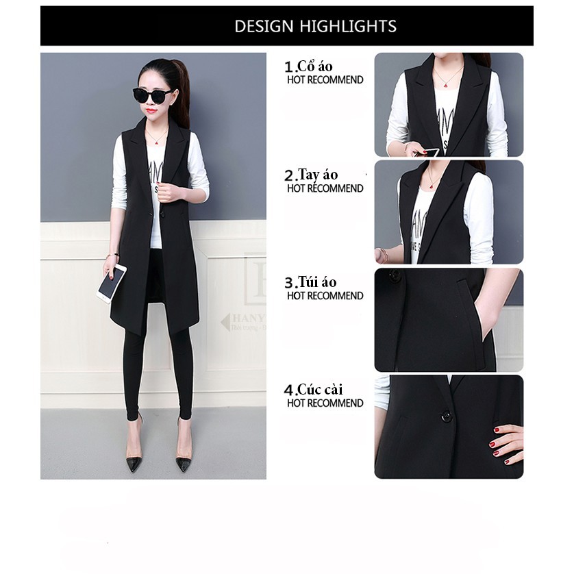 Áo gile nữ dáng dài RX-007 | BigBuy360 - bigbuy360.vn