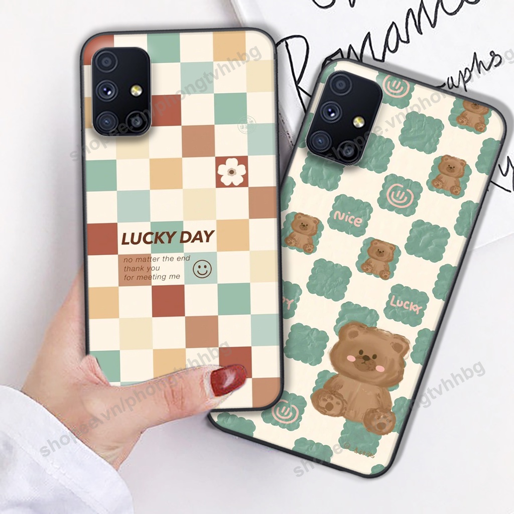 Ốp lưng Samsung M51 in mẫu gấu bo viền , smile mặt cười cực cute đẹp