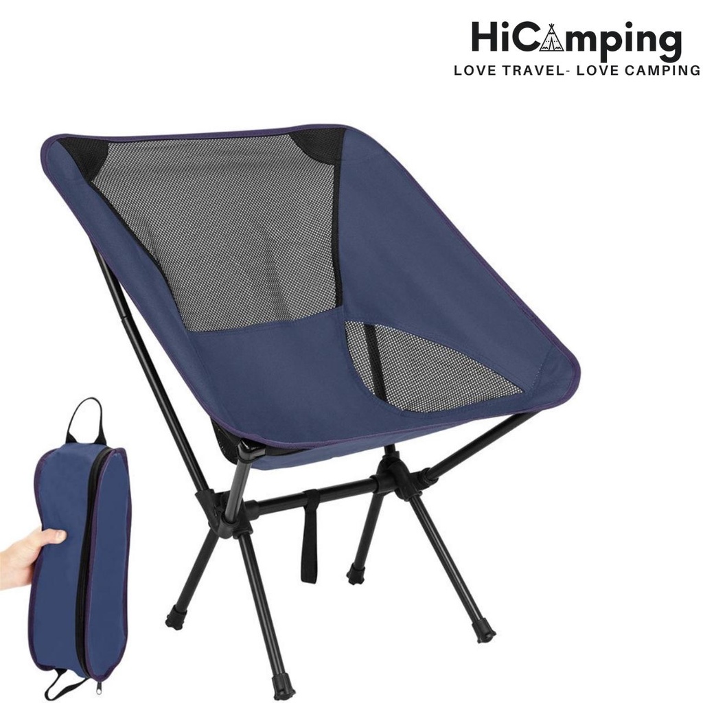 Ghế xếp gọn chịu lực 120kg cắm trại dã ngoại, khung thép chịu lực