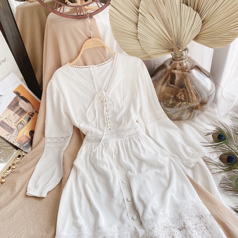 Đầm maxi trắng❤️Hình thật❤️Đầm maxi trắng cổ V | BigBuy360 - bigbuy360.vn