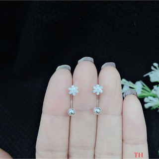 Bông tai bạc thời trang nụ hoa chốt ren xoắn chất liệu bằng bạc s925 MS55dc