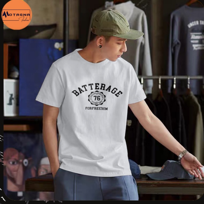 Áo thun nam tay ngắn trắng , Áo nam hè dáng ôm nam tính in Battergare thời trang mã XZ695