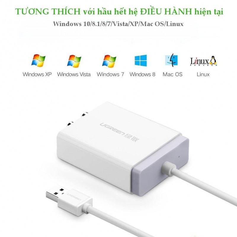 [Mã ELHACE giảm 4% đơn 300K] Cáp chuyển USB to 2 đầu hoa sen (RCA) và 2 đầu 3.5mm (Mic+tai nghe) Ugreen 30521