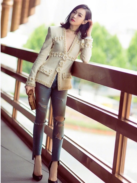 Áo vest đính hoa cao cấp