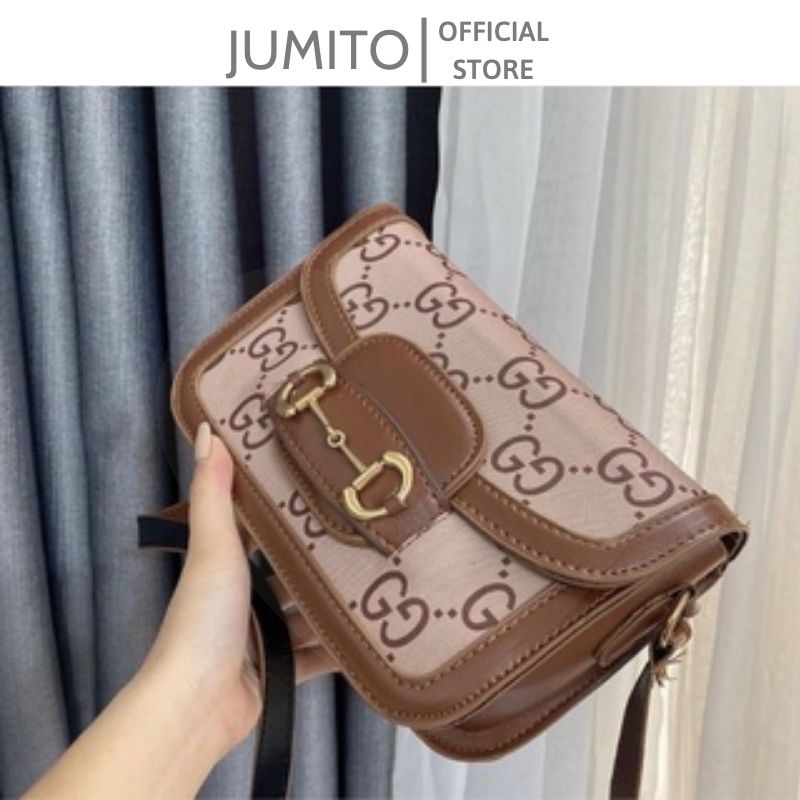 Túi xách nữ viền da nâu đeo chéo đeo vai thời trang 2023 JUMITO T1.021