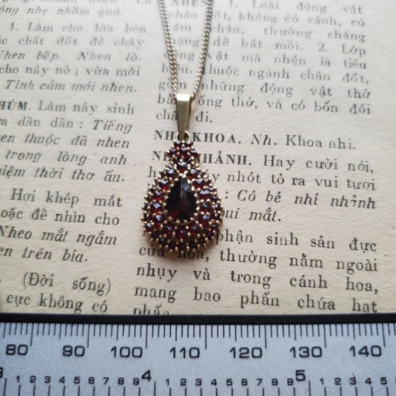 vòng cổ bạc xi vàng đá garnet