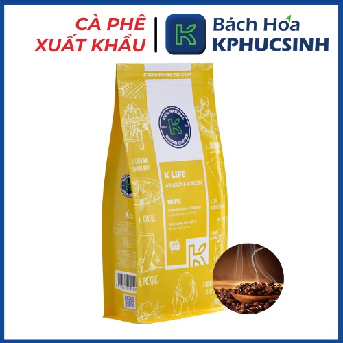 Combo cà phê nguyên chất xuất khẩu K Happy 227g và K Life 227g KCOFFEE  KPHUCSINH - Hàng Chính Hãng