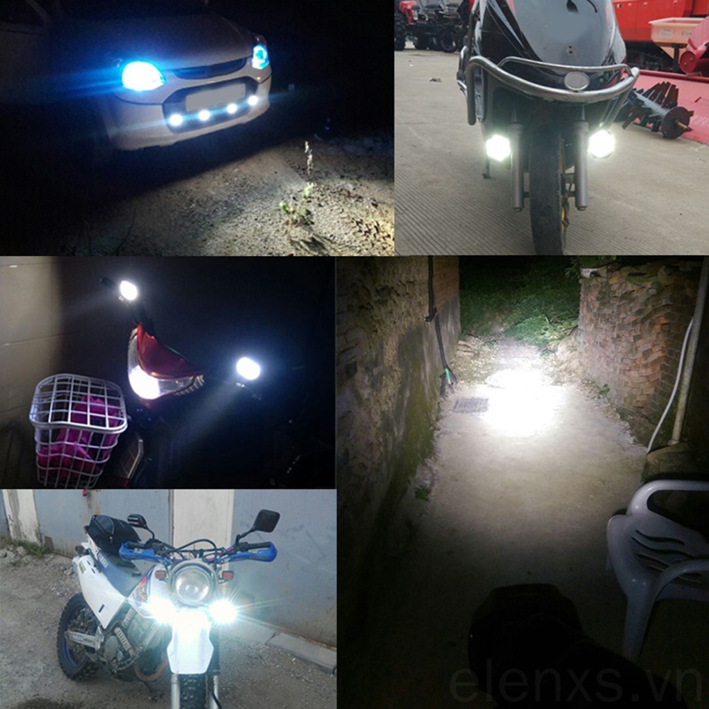 2Pcs/set Motorcycle External LED Spotlight 6 LED 8W 1000LM 6500K Light Replacement Kit High Brightenss ELENXS