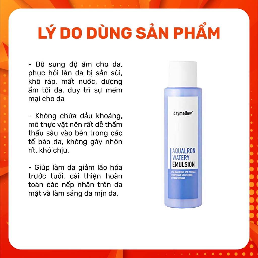 Sữa dưỡng cấp ẩm dưỡng trắng giảm mụn chăm sóc da toàn diện Daymellow AquaronWatery Moisturizing Emulsion 300ml BLOOMING