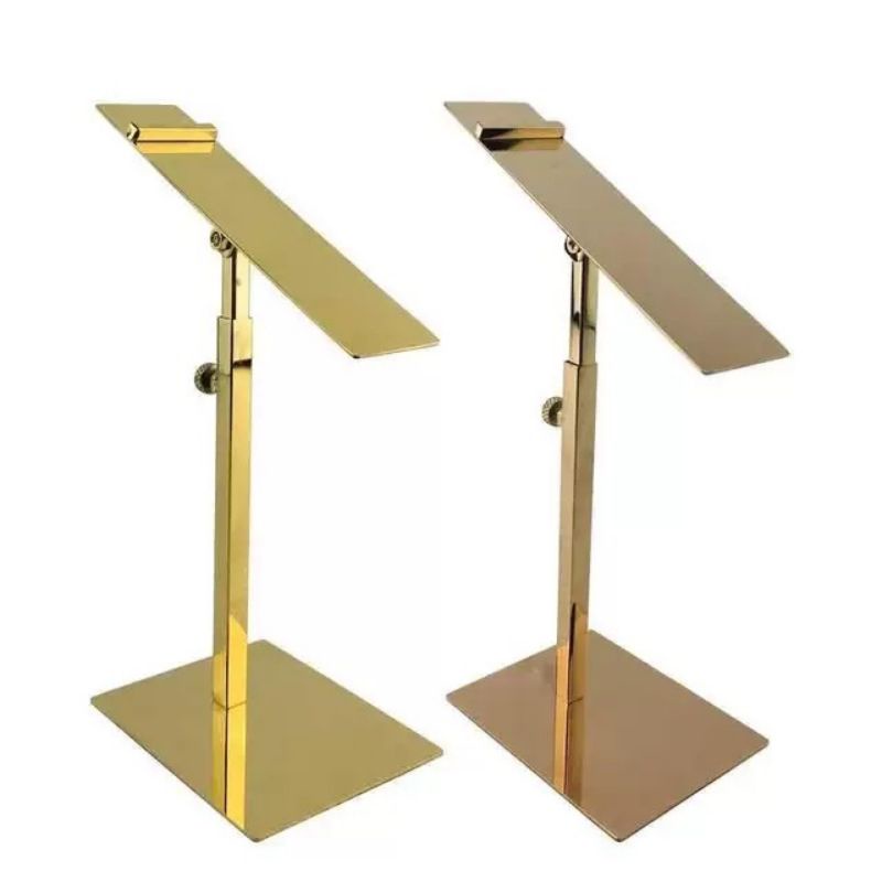 Kệ để giày dép - kệ trưng bày giày dép,2 màu mạ vàng bóng và inox bóng,kích thước cao 150mm