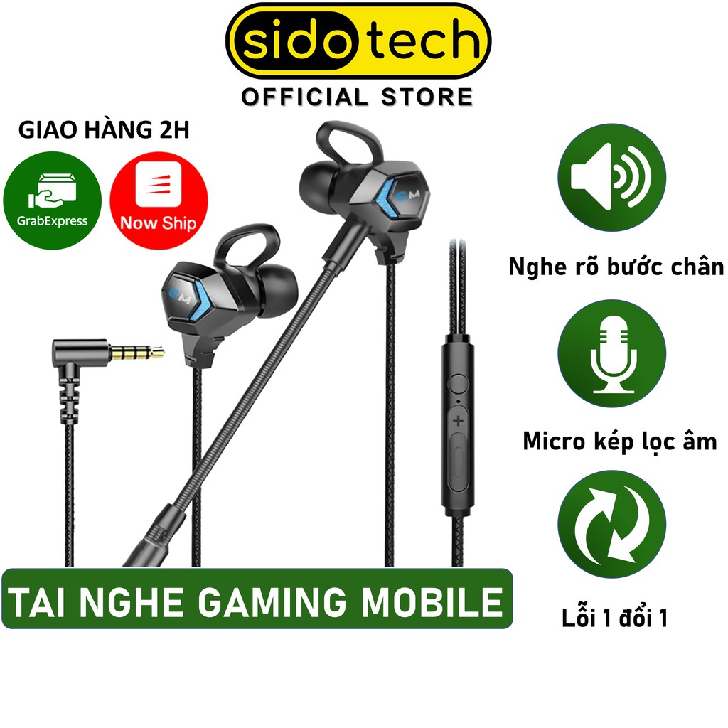 Tai nghe chơi game điện thoại SIDOTECH G28 cho game thủ Esport Pubg FF Liên Quân có mic 360 độ chống ồn - Chính Hãng thumbnail