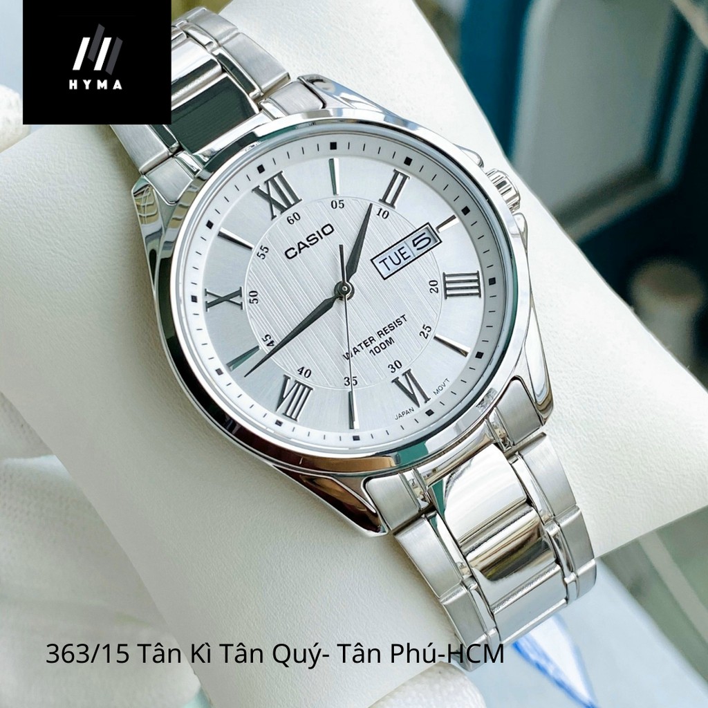 Đồng hồ nam dây thép cao cấp Casio MTP 1384D-7AV Mặt trắng Size 41mm chống nước 10ATM Bảo hành 1 năm Hyma watch