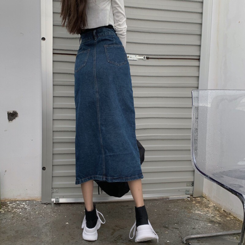 Chân váy bò dáng dài xẻ tà Hot trend siêu xinh, trẻ trung, năng động( SẴN) | BigBuy360 - bigbuy360.vn