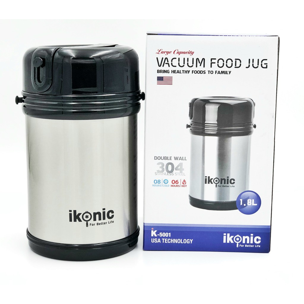 Bình giữ nhiệt đựng thức ăn IKONIC 3 ngăn tháo rời 1800ML