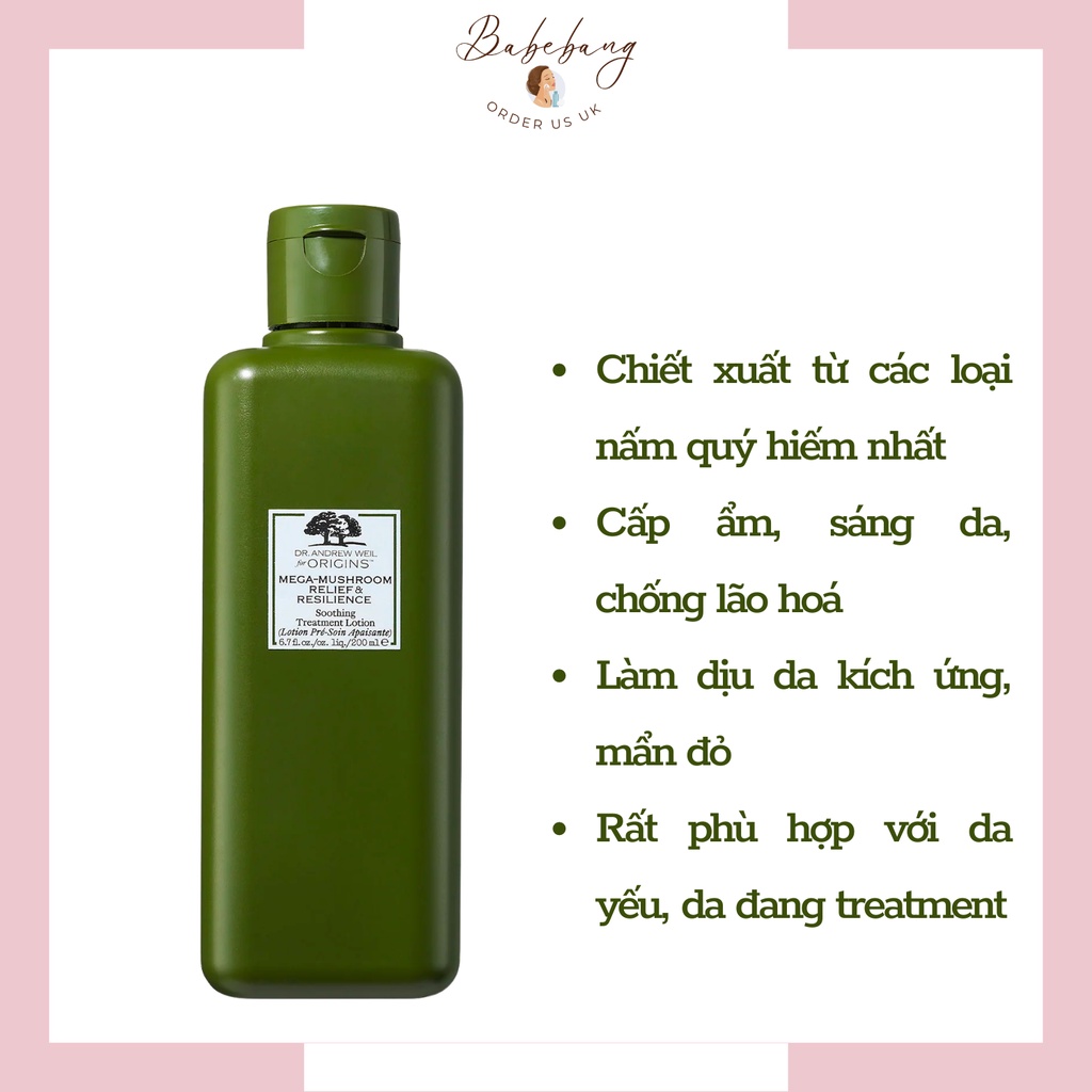 Toner nấm Origins Mega - Mushroom Skin Relief Smoothing Treatment Lotion