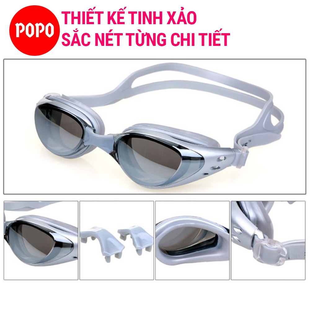 Kính bơi người lớn mắt tráng gương cản tia UV POPO 610 cho người lớn phù hợp cả nam nữ, trẻ em từ 6 tuổi