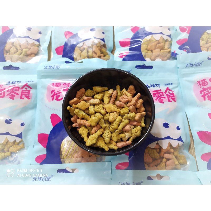 Bánh thưởng con cá cho chó mèo, bánh thưởng huấn luyện thú cưng, đồ ăn cho thú cưng 100g