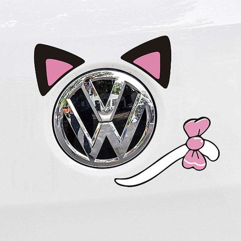 Miếng Dán Trang Trí Bình Xăng Xe Hơi Hình Tai Thỏ Hoạt Hình Vui Nhộn