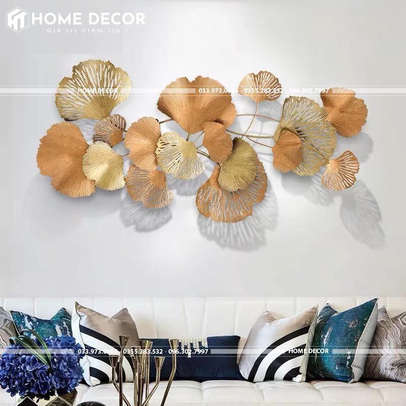 Tranh treo tường decor lá cọ đỏ, trang trí nội thất hào nhoáng sang trọng hiện đại