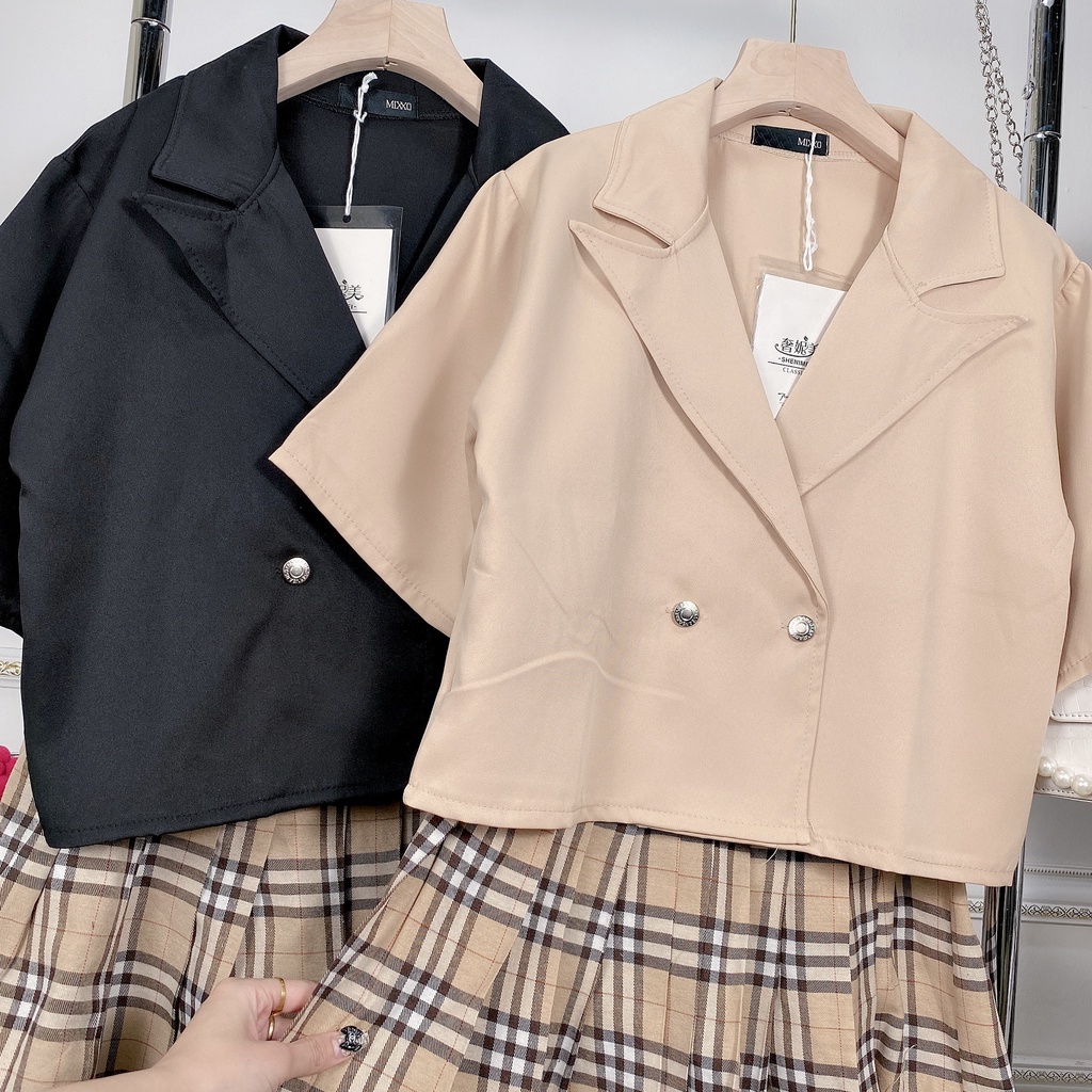 Set bộ chân váy áo vest croptop siêu cá tính BN258