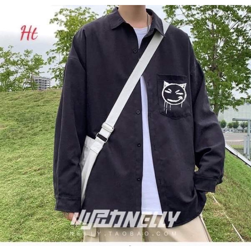 Áo sơ mi quỷ miệng mũi tên dài tay H2A