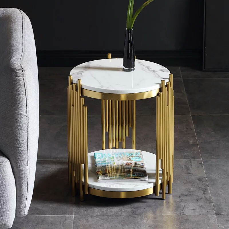 Bàn Trà Thiết Kế (BT14) mặt đá nhân tạo, khung kim loại sơn tĩnh điện phù hợp mọi không gian